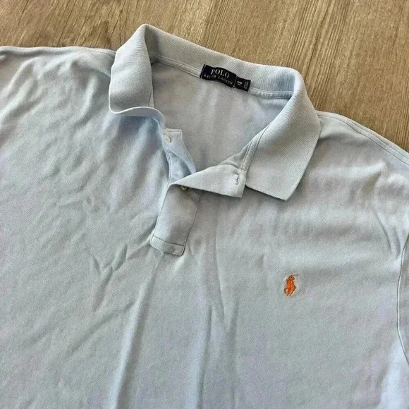Mens Polo Ralph Lauren Blue Polo Shirt - 4XB - Picture 2 of 7